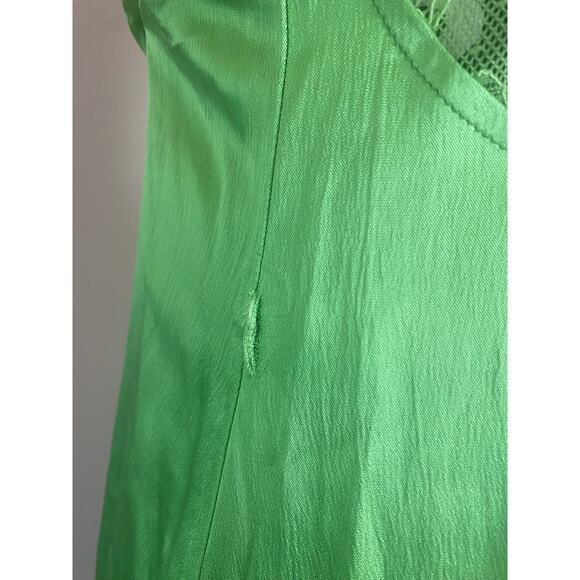 Zara bright green maxi slip dress lace midriff size M slinky silky backless flaw - Picture 5 of 6